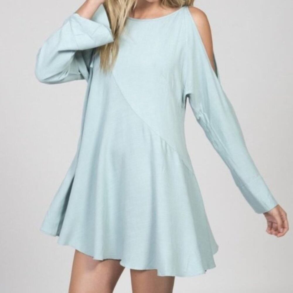 Free People Clear Skies Cold Shoulder Mint Dress Size Small